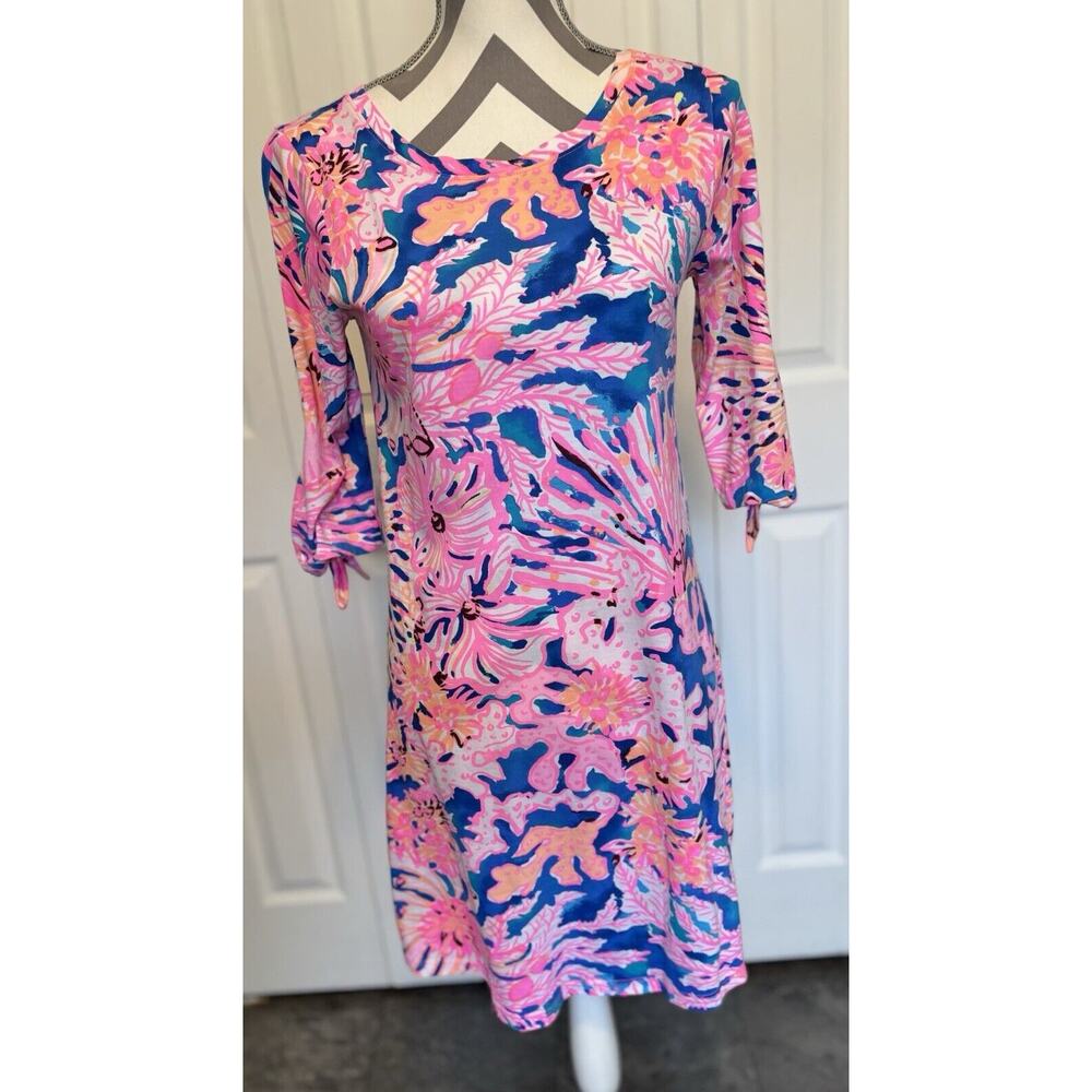 Lilly Pulitzer Pink Blue Floral Midi Dress